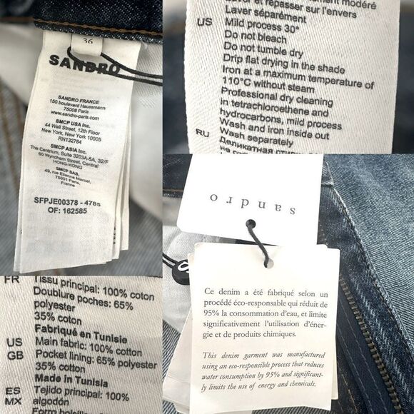 SANDRO Faded Jeans Straight Leg Style Size 36 (4-6) - Picture 12 of 16